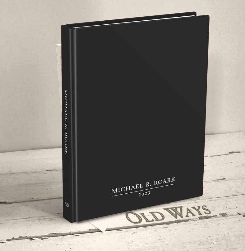blank book sketch journal simple design black cover white wording hardcover sketchbook personalized custom gift men
