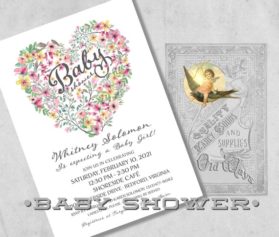 Invitations For A Baby Shower Printed Baby Girl Shower Etsy Invitations For A Baby Shower Printed Baby Girl Shower Etsy