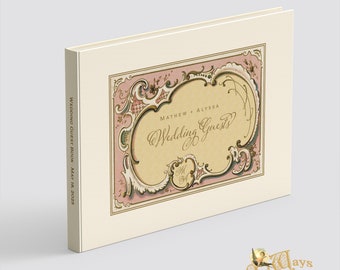 Antique Victorian Style Custom Page Guest Book - Personalized Pages - Hardcover Wedding Guest Book - Choice of Colors