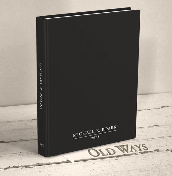 Classic Men's Blank Page Book in Black  - Personalized Freeform Journal or Sketchbook