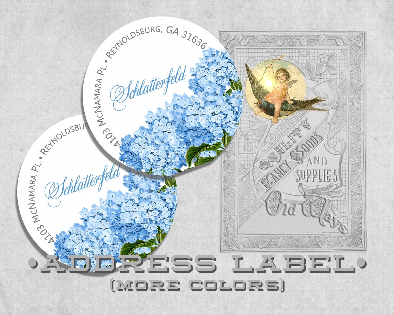 Hydrangea Label Hydrangea Return Address Labels - Personalized Round Printed Labels ...