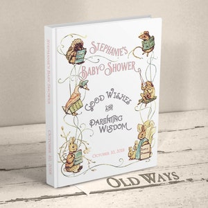storybook baby shower guest book beatrix potter vintage book characters antique illustration hardcover keepsake