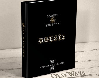 Black Gothic Vintage Wedding Guest Book - Personalized Wedding Day Wishes