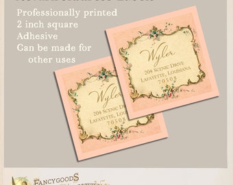 French Vintage Return Address Labels in Antique Pink - Personalized Printed Address Label - 2 inch Square Envelope Seal, Sticker