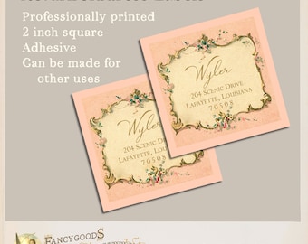 French Vintage Return Address Labels in Antique Pink - Personalized Printed Labels