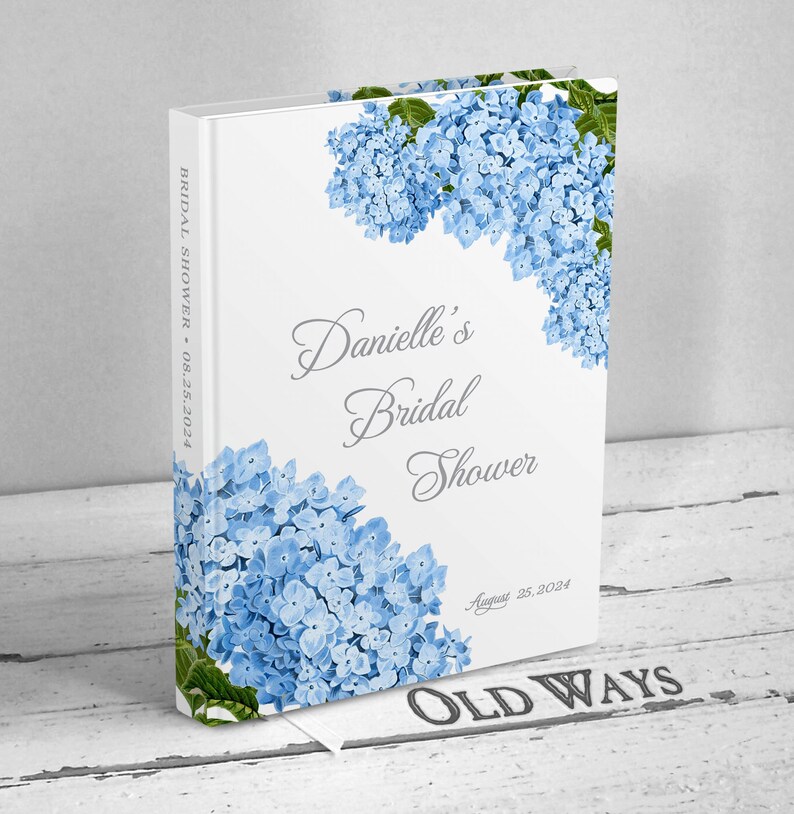 Blue Hydrangea Bridal Shower Guest Book Advice and Wishes Etsy