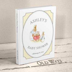 Guest Book for a Baby Shower - Vintage Beatrix Potter Peter Rabbit Personalized Shower Keepsake