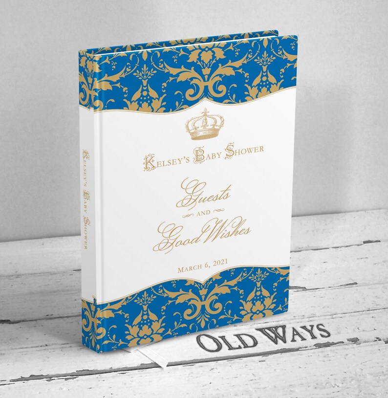 Royal Prince Personalized Baby Shower Guest Book In Blue And Etsy Royal Prince Personalized Baby Shower Guest Book In Blue And Etsy