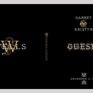 Black Gothic Vintage Wedding Guest Book Wedding Day Wishes Personalized Traditional Guest Sign In Book Black, Gold, White image 2