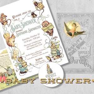 Storybook Baby Shower Guest Book Personalized Vintage Beatrix Potter Wishes for Baby, Advice for Parents Bring a Book Shower image 6