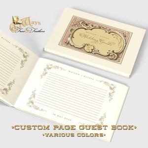 Antiquity Vintage Wedding Guest Book with Customizable Pages - Personalized Hardcover Wedding Guest Book - Cream + Choice of Colors