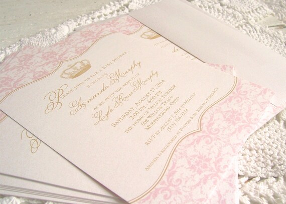 Royal Princess Baby Girl Shower Invitations Pink And Gold Etsy