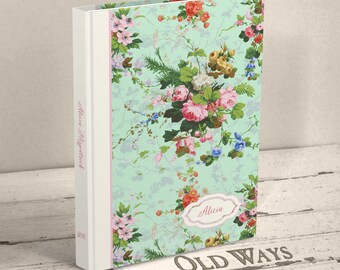 Personalized Hardcover Notebook - Vintage Roses, Shabby CottageCore Lined Blank Book - 2024 Journal for Women