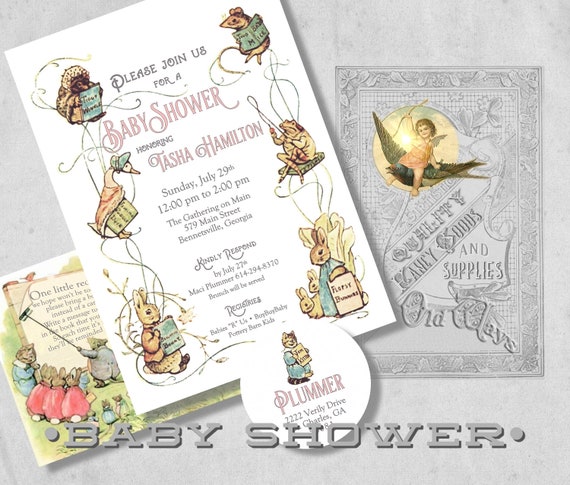 Bring A Book Girl Baby Shower Invitation Suite Beatrix Etsy Bring A Book Girl Baby Shower Invitation Suite Beatrix Etsy