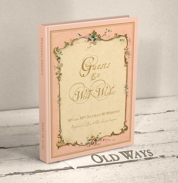 Fairytale Wedding Guest Book in Pink - Personalized - More Colors Available, 2 Sizes