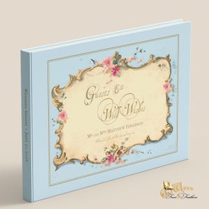 Blue French Vintage Wedding Guest Book: Personalized Hardcover