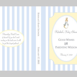Peter Rabbit Baby Shower Guest Book Blue & Yellow Baby Boy Shower Personalized Keepsake Baby Wishes, Parent Advice Book image 2