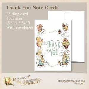Vintage Storybook Baby Shower Thank You Card - Printed Folding Note Cards with Envelopes