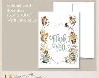 Vintage Storybook Baby Shower Thank You Card - Printed Folding Note Cards with Envelopes