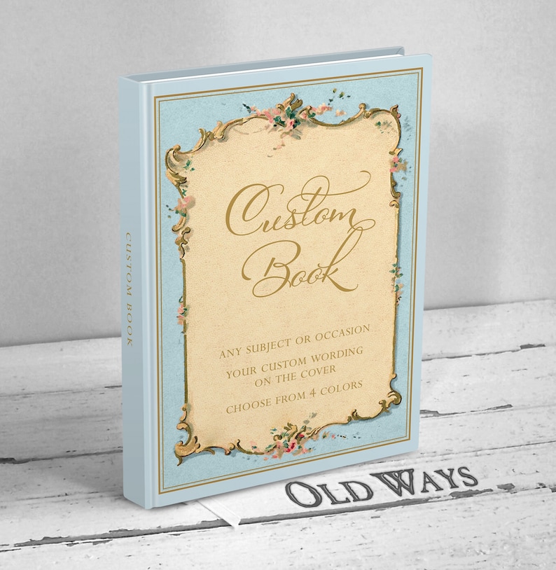 Custom Vintage Guest Book Personalized for Any Occasion Birthday, Anniversary, Retirement, Wedding, Shower, Memorial Blue