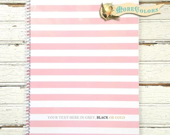 Personalized Spiral Notebook - Choice of Colors - French Stripe Softcover Note Book - Custom Gift for Teens - Lined or Blank Pages