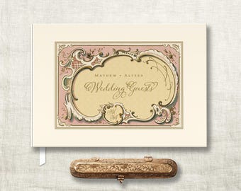 Wedding Guest Book - Vintage Personalized Hardcover - Antique Design - More Colors