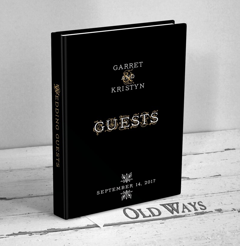 Black Elegant Wedding Guest Book Wedding Day Wishes Etsy