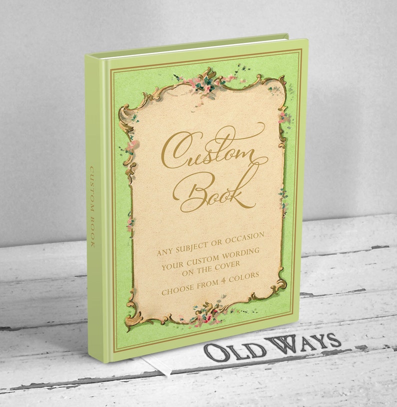 Custom Vintage Guest Book Personalized for Any Occasion Birthday, Anniversary, Retirement, Wedding, Shower, Memorial Green
