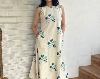 Floral Handmade Cotton Co Ord Set for Women | A-Line Kurta Palazzo Set | Sleeveless Summer Outfit | Indian Ethnic Coord | Casual Resort Wear