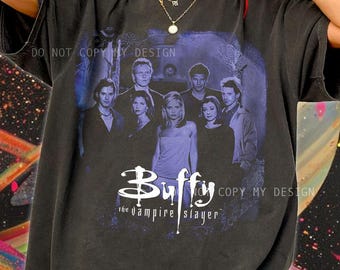 Buffy The Vampire Slayer Graphic Tee, Buffy & Angel Movie Tee, Y2k Graphic Tee #9414