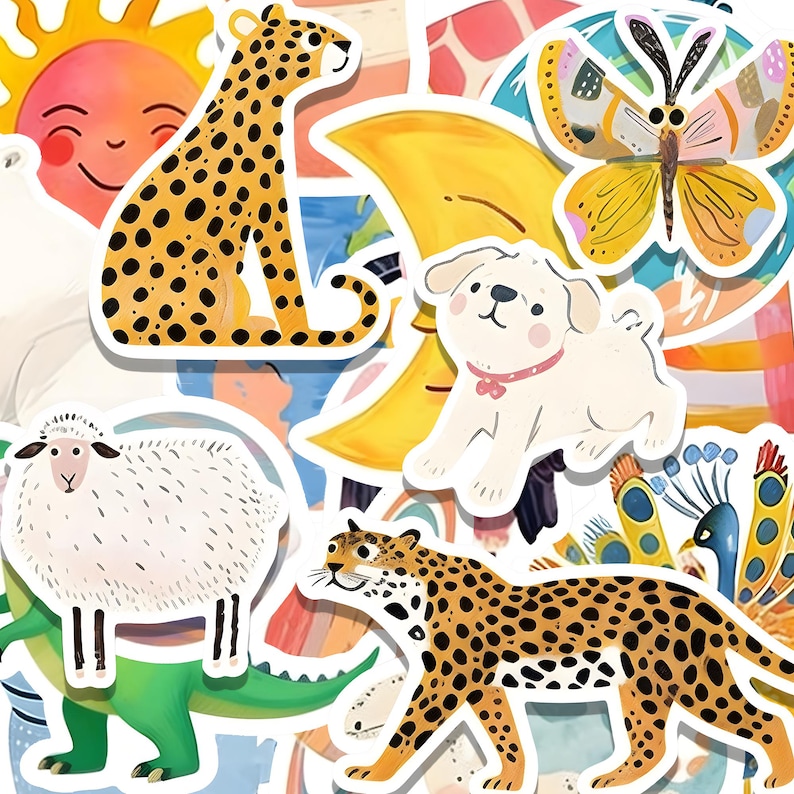 50 Animal Stickers, Hand-drawn Waterproof Vinyl Decals - Etsy