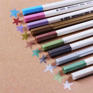 STA 10 Colors Paint Markers, 1.0mm Carbon Fiber Tip Decorative Art Pens for Journaling, Card Making and DIY Scrapbooking