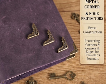 Antique Brass Metal Corner Protectors for Traveler's Notebooks, Vintage Edge Guards