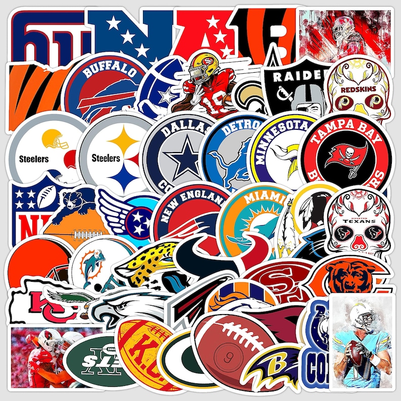 American Football Team Logo Stickers, Waterproof Decals, Sport Fan Gift ...