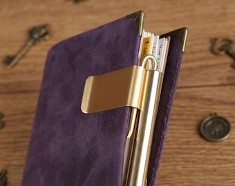Brass Pen Clip for Traveler's Notebook, Vintage Metal Clip Journal Holder