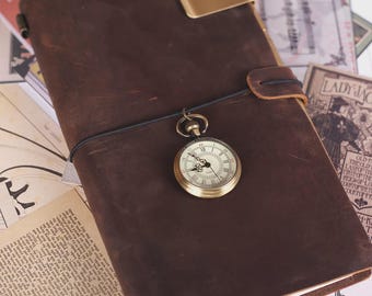 Reloj de bolsillo antiguo con números romanos, colgante de collar de cuarzo de bronce antiguo