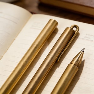 Handgefertigter Tintenroller Messing, Solides Metall Schreibgerät, Antik Finish Journaling Schreibwaren