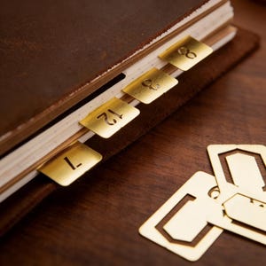 Vintage Metal Index Clips, Hollow Number Bookmark Set, Brass Page Markers