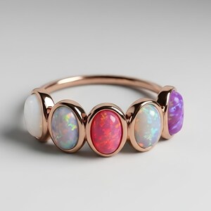 Opal statement ring in 5 different colors - Oval stone ring - Dainty ring - Minimalist ring - Gemstone ring - Opal Anniversary Rings For Her