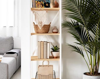 Modern Minimalist Wooden Side Table, Scandinavian Bedside Organizer Shelf