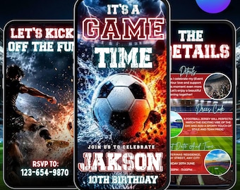 Bearbeitbare Fußball-Geburtstags-Video-Einladung | Football Ticket Einladen Vorlage | Animierte Geburtstagseinladung in Canva