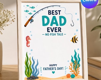 Vatertagsabdruck Handabdruck Handwerk bedruckbar, DIY Handabdruck Kunst, Last-Minute Geschenk für Vater, sofortiger Download, Angeln Geschenk von Kindern