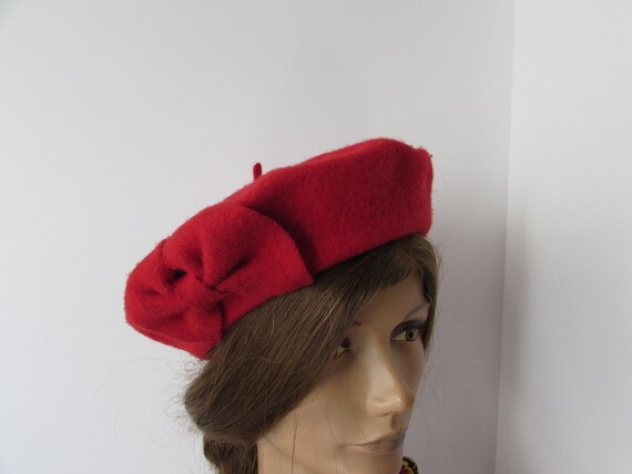 VINTAGE BERET TAM khaki lined hipster fashion unisex style hat