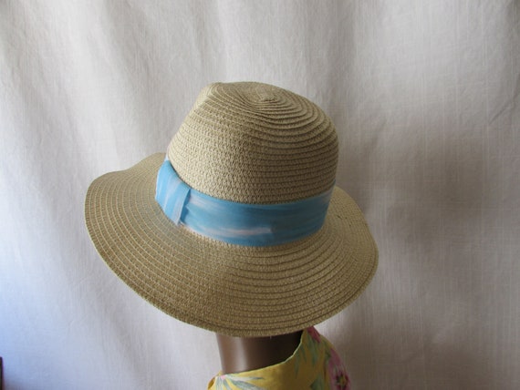 Light Blue Wide Brim Sun Hat | Black Ribbon Summer Fedora | Adjustable Womens Sun Hat Panama Hat Sun Hats for Women Men Wide Brim  main image 3