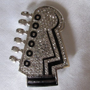 Zilveren riem gesp gitaar Tuner Strass zilver zwart Rocker / cowboy /music gesp