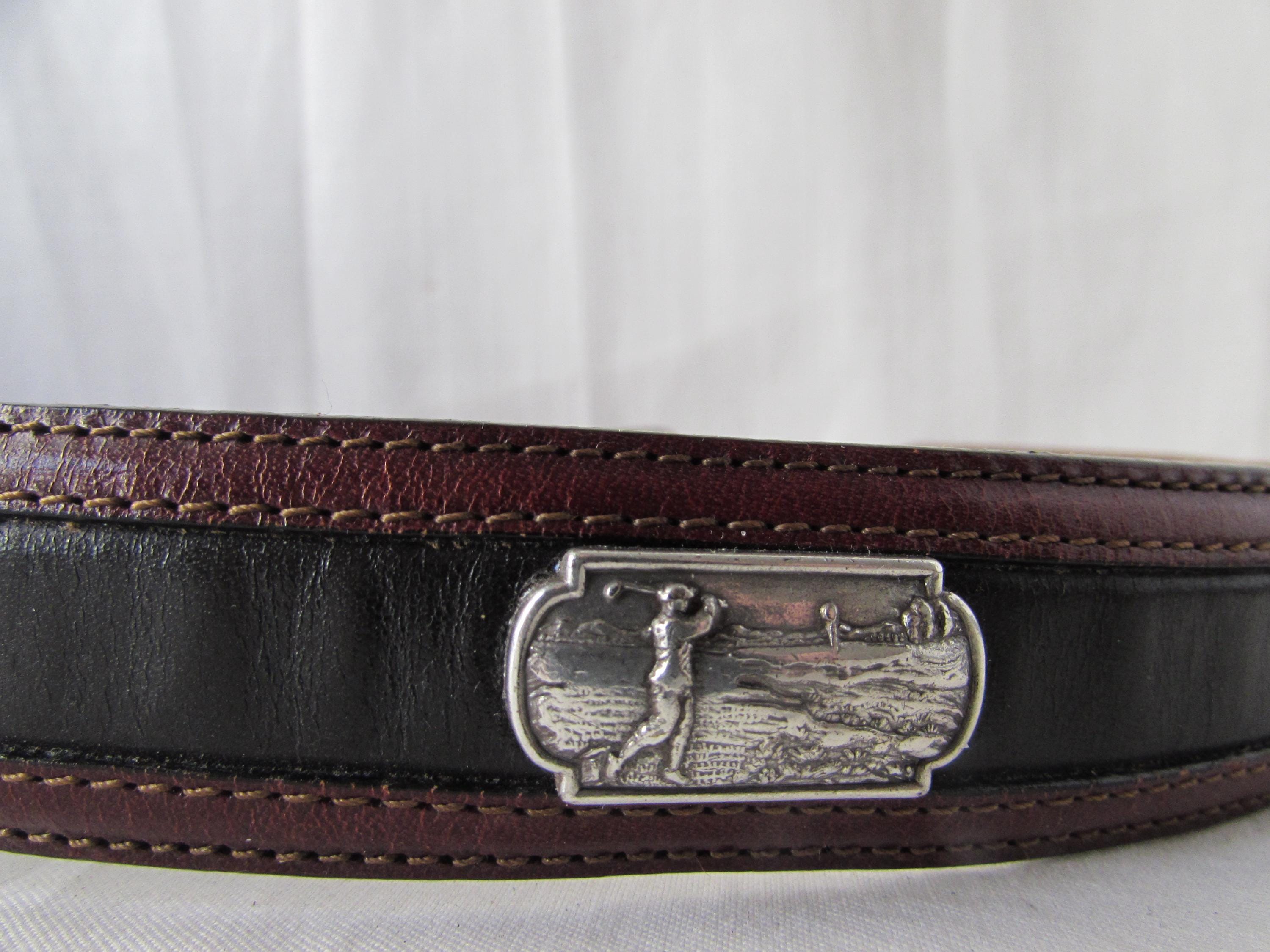 Ceinture En Cuir Marron Brighton Avec Accents Argent/laiton - Taille M (33-35"), Style Classique