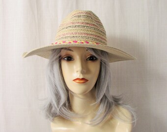 Woman's Summer Hat Beach/Travel friendly Shade/ Outdoor/ Lightweight Yellow Pink Band