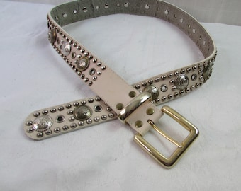 BELT Donna Katz designer Pale Pink gold silver detail adjustable size