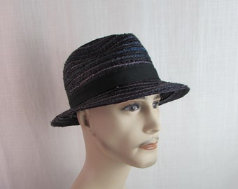 FEDORA /Unisex Christys Crown Crocheted Paper Straw Fedora (Navy, Medium) 22 1/2 in inside measurement Blue