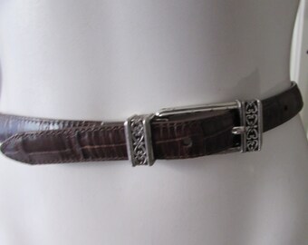 BELT reversible Black Brown Silver womans Detail Brighton Leather high fashion